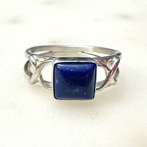 Jay King Blue Lapis Lazuli Sterling Silver X Design Split Band Ring